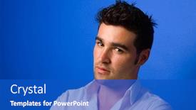  Presentation with blue - Colorful presentation theme enhanced with young-casual-atractive-man-portrait backdrop and a cobalt blue colored foreground