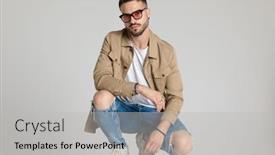  Presentation with knee - Cool new presentation design with young-casual-fashion-model backdrop and a light gray colored foreground