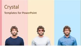  Presentation with simple and light colors - Presentation theme enhanced with young casual man over colorful background and a  colored foreground