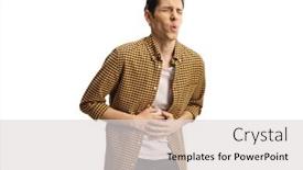  Presentation with stomach - Presentation theme having young-casual-man-suffering background and a light gray colored foreground