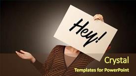  Presentation with paper hand drawn politics - Beautiful slide deck featuring young casual woman hiding behind backdrop and a tawny brown colored foreground