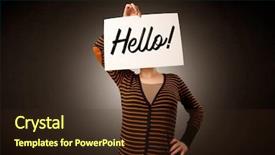  Presentation with young woman diagnosis of sti - Presentation design having young casual woman hiding behind background and a wine colored foreground