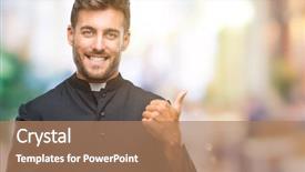  Presentation with catholic - Presentation theme having young catholic christian priest man background and a coral colored foreground