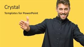  Presentation with palm sunday christian catholic - PPT theme enhanced with young catholic christian priest man background and a yellow colored foreground