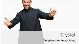  Presentation with christian - Presentation theme with young catholic christian priest man background and a white colored foreground