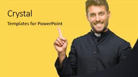  Presentation with palm sunday christian catholic - Cool new presentation theme with young catholic christian priest man backdrop and a yellow colored foreground