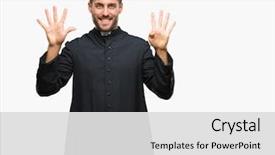  Presentation with christian - PPT theme having young catholic christian priest man background and a light gray colored foreground
