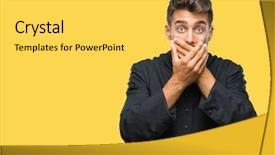  Presentation with christian - Theme having young catholic christian priest man background and a yellow colored foreground