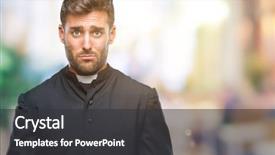  Presentation with palm sunday christian catholic - Colorful presentation design enhanced with young catholic christian priest man backdrop and a dark gray colored foreground