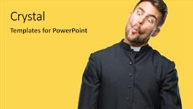  Presentation with catholic - PPT layouts having young catholic christian priest man background and a yellow colored foreground