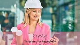  Presentation with architect - Beautiful slide set featuring young-caucasian-architect-woman-smiling backdrop and a coral colored foreground