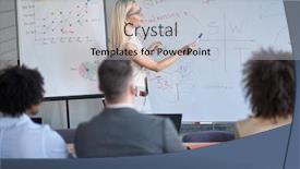  Presentation with female - PPT layouts with young-caucasian-blonde-female-manager background and a lemonade colored foreground