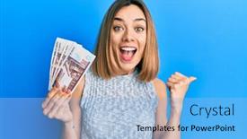  Presentation with egyptian - Colorful slides enhanced with young-caucasian-blonde-woman-holding backdrop and a light blue colored foreground