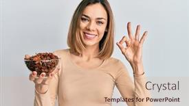  Presentation with star - PPT layouts enhanced with young-caucasian-blonde-woman-holding background and a  colored foreground