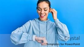  Presentation with crazy - Colorful PPT theme enhanced with young-caucasian-blonde-woman-using backdrop and a light blue colored foreground