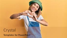  Presentation with love heart - Slide set having young-caucasian-blonde-woman-wearing background and a  colored foreground