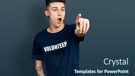  Presentation with ears - PPT theme having young-caucasian-boy-with-ears background and a ocean colored foreground