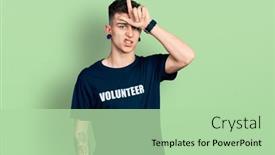  Presentation with ears - Beautiful presentation theme featuring young-caucasian-boy-with-ears backdrop and a mint green colored foreground