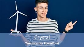  Presentation with solar electricity - Colorful PPT theme enhanced with young-caucasian-boy-with-ears backdrop and a teal colored foreground