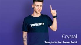  Presentation with ears - PPT theme featuring young-caucasian-boy-with-ears background and a navy blue colored foreground