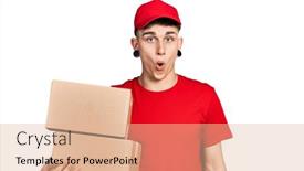  Presentation with delivery boy - Beautiful presentation design featuring young-caucasian-boy-with-ears backdrop and a lemonade colored foreground