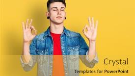  Presentation with ears - Cool new slide deck with young-caucasian-boy-with-ears backdrop and a yellow colored foreground