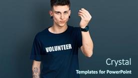  Presentation with teamwork volunteer charity help giving - Amazing slide set having young-caucasian-boy-with-ears backdrop and a  colored foreground