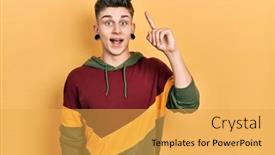  Presentation with ears - PPT theme consisting of young-caucasian-boy-with-ears background and a  colored foreground