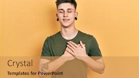  Presentation with ears - Presentation theme enhanced with young-caucasian-boy-with-ears background and a  colored foreground