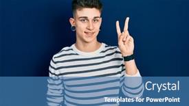  Presentation with ears - Presentation theme featuring young-caucasian-boy-with-ears background and a teal colored foreground