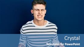  Presentation with ears - Presentation theme having young-caucasian-boy-with-ears background and a teal colored foreground