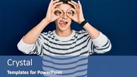  Presentation with ears - PPT layouts featuring young-caucasian-boy-with-ears background and a ocean colored foreground