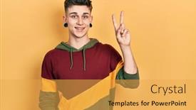  Presentation with ears - Slides with young-caucasian-boy-with-ears background and a yellow colored foreground