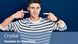  Presentation with ears - PPT layouts featuring young-caucasian-boy-with-ears background and a teal colored foreground