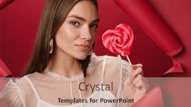  Presentation with candy heart - Cool new theme with young-caucasian-brunette-beautiful-woman backdrop and a soft green colored foreground