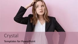  Presentation with black business - Theme featuring young-caucasian-business-woman-wearing background and a coral colored foreground