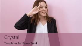  Presentation with black business - Slides enhanced with young-caucasian-business-woman-wearing background and a coral colored foreground