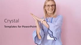  Presentation with business card - PPT theme consisting of young-caucasian-business-woman-wearing background and a lemonade colored foreground