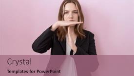  Presentation with black business - Presentation theme consisting of young-caucasian-business-woman-wearing background and a coral colored foreground