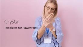  Presentation with arthritis - Presentation theme enhanced with young-caucasian-business-woman-wearing background and a lemonade colored foreground