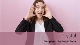  Presentation with black business - Slide set featuring young-caucasian-business-woman-wearing background and a coral colored foreground