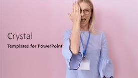  Presentation with business card - Theme featuring young-caucasian-business-woman-wearing background and a lemonade colored foreground