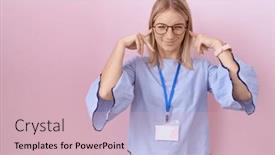  Presentation with music business - Slides with young-caucasian-business-woman-wearing background and a soft green colored foreground