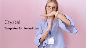  Presentation with business card - Slide set consisting of young-caucasian-business-woman-wearing background and a lemonade colored foreground