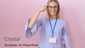  Presentation with thought - Presentation design featuring young-caucasian-business-woman-wearing background and a soft green colored foreground