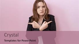  Presentation with direction - Presentation theme consisting of young-caucasian-business-woman-wearing background and a coral colored foreground