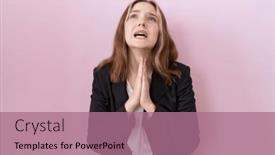  Presentation with black woman praying - Slide deck having young-caucasian-business-woman-wearing background and a  colored foreground