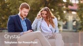  Presentation with corona virus - Presentation theme having young-caucasian-businessman-showing-content background and a gray colored foreground