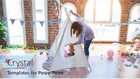  Presentation with indian mother son - PPT layouts featuring young-caucasian-child-playing background and a light blue colored foreground