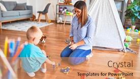  Presentation with child soldiers - Slide set featuring young-caucasian-child-playing background and a coral colored foreground
